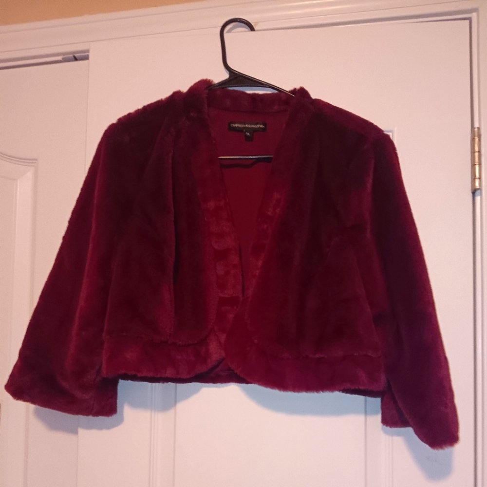 ChrisMcLaughlin Maroon Teddy Jacket Plush Cozy Style
